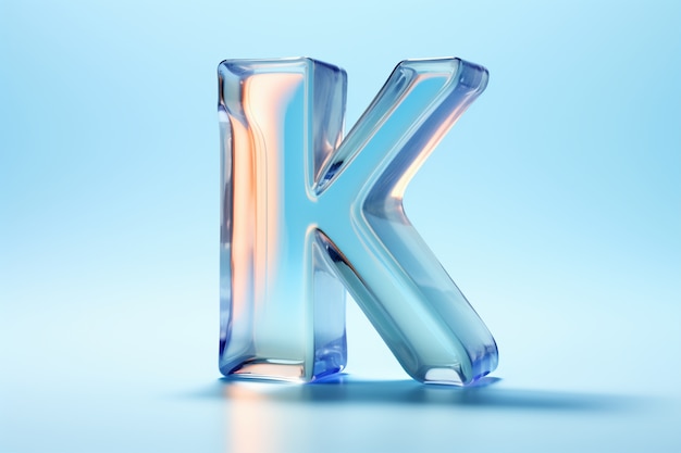 Vista 3d della lettera k dell'alfabeto