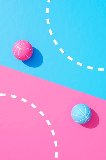 Vista 3d degli elementi essenziali del basket