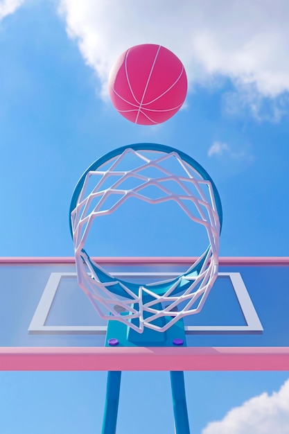 Foto gratuita vista 3d degli elementi essenziali del basket