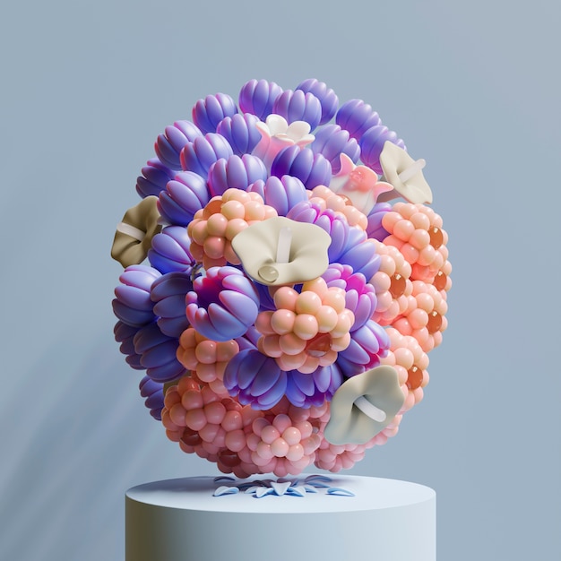 3d view of blooming flowers