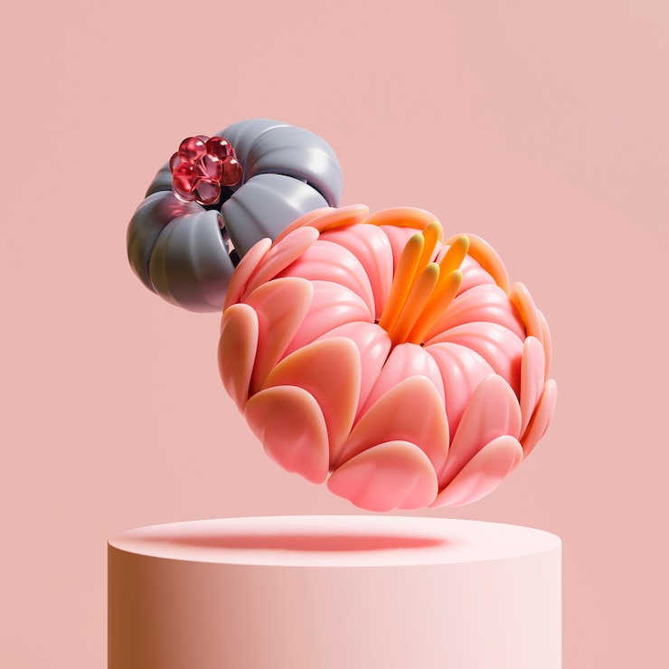 Free Photo 3d view of blooming flowers