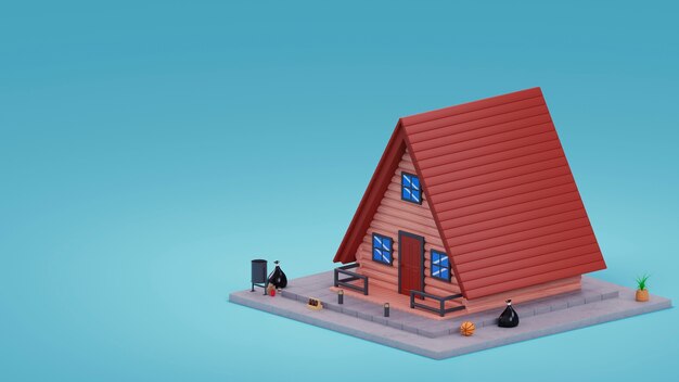 3d view of house with copy space