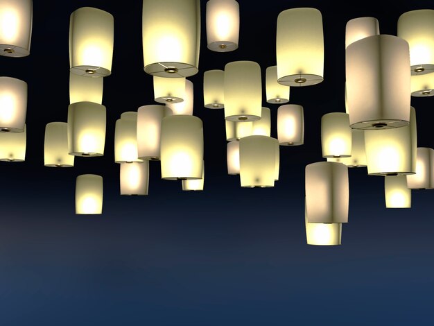 Free photo 3d view of lanterns