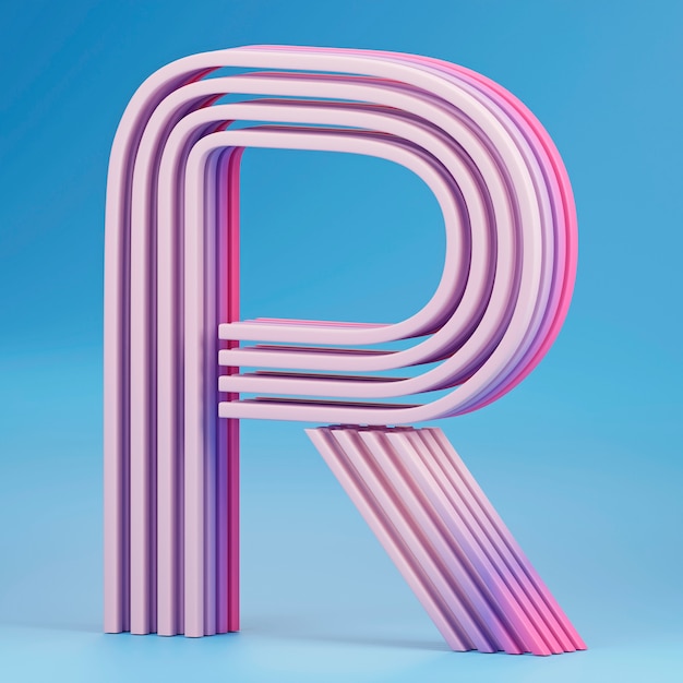 3d view of letters of the alphabet