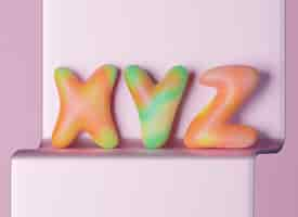 Free photo 3d view of letters of the alphabet