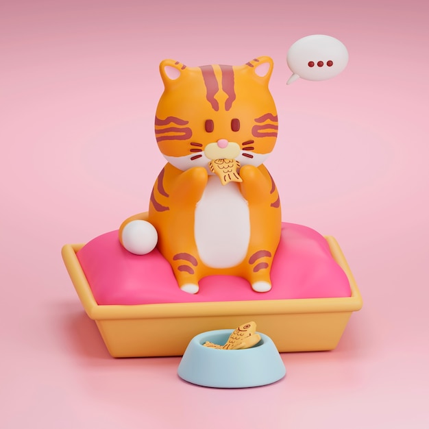 愛らしいペットの猫の 3 d ビュー