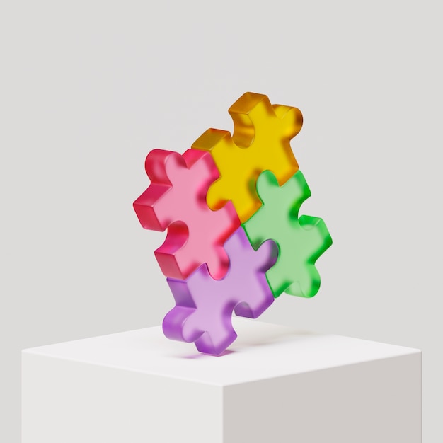 3d view of puzzle pieces