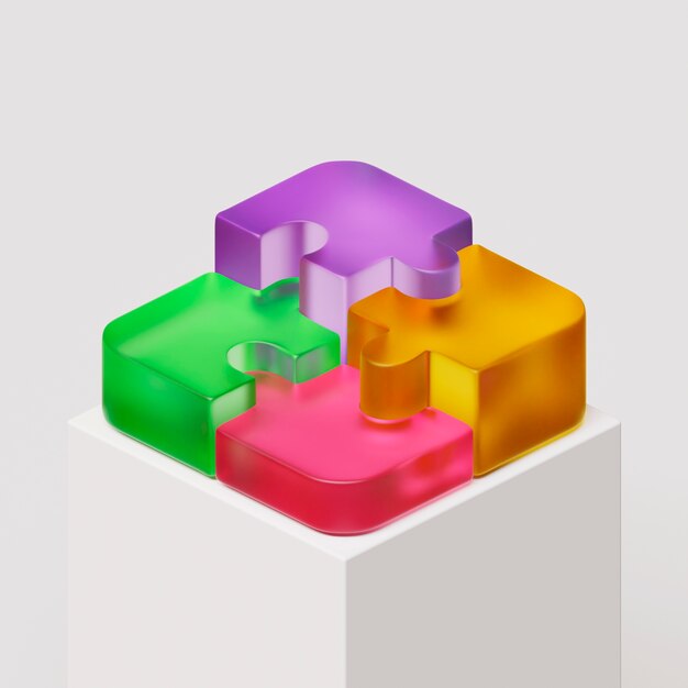 3d view of puzzle pieces