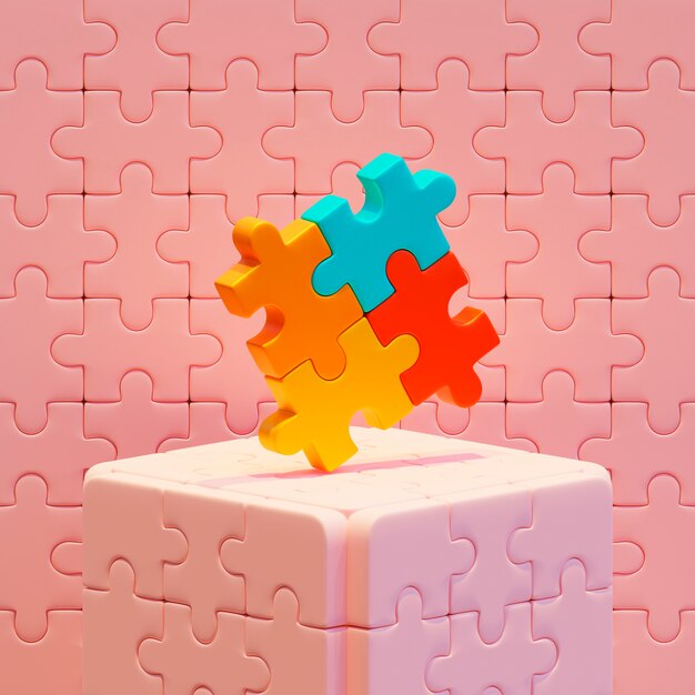 3d view of puzzle pieces