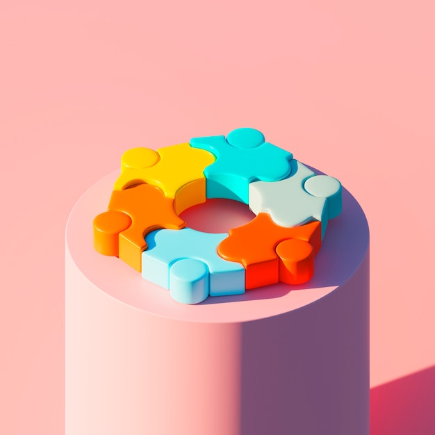 3d view of puzzle pieces