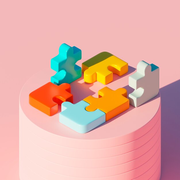 3d view of puzzle pieces