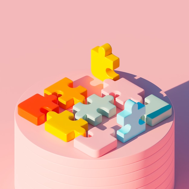 3d view of puzzle pieces