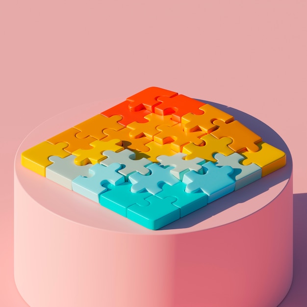 3d view of puzzle pieces