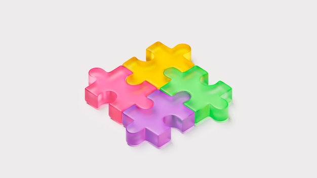 3d view of puzzle pieces