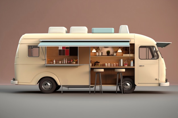 Free photo 3d view of street food car