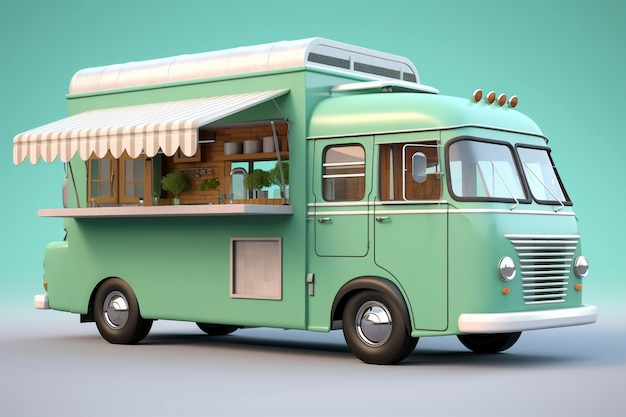 Free photo 3d view of street food car