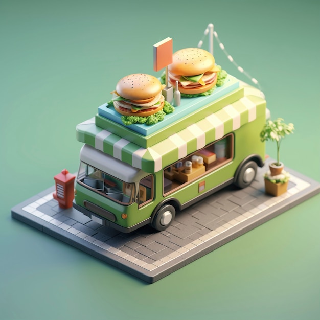 Free photo 3d view of street food car