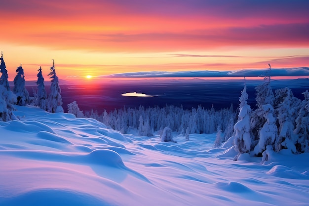겨울 에 하늘 에 있는 태양 의 3d 광경