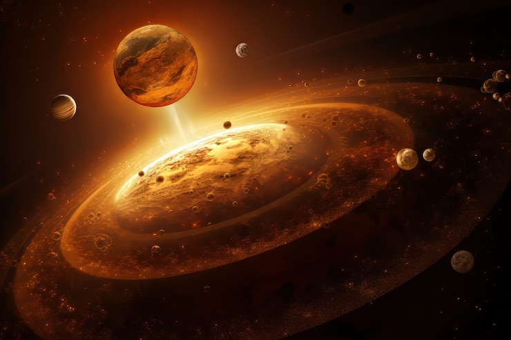 Free Photo 3d view of sun in the space