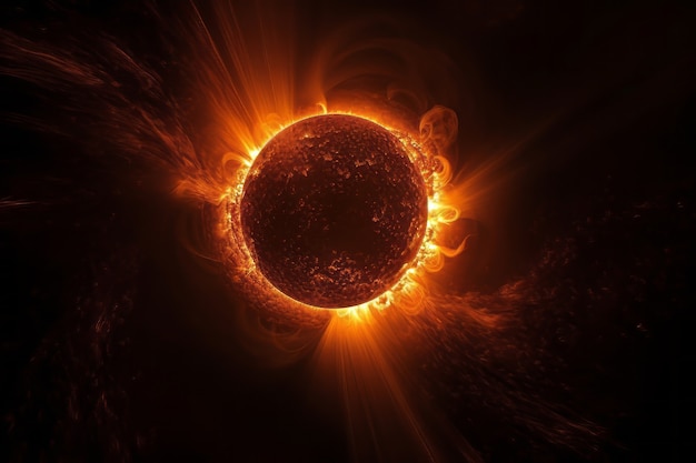 Foto gratuita vista 3d del sole nello spazio