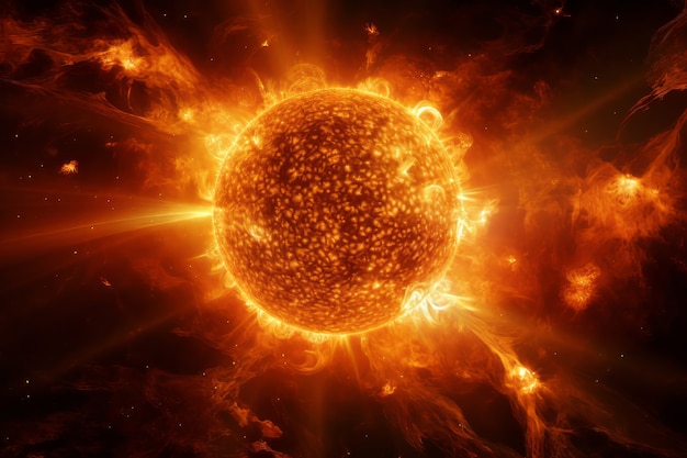 Foto gratuita vista 3d del sole nello spazio