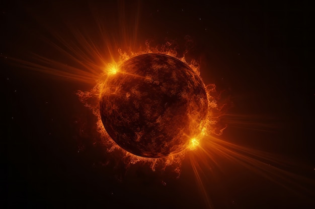 Foto gratuita vista 3d del sole nello spazio