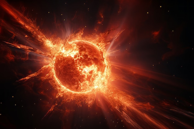 Free photo 3d view of the sun in space