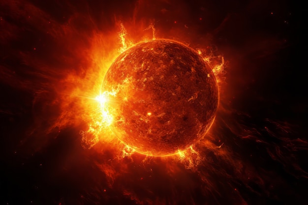 Foto gratuita vista 3d del sole nello spazio