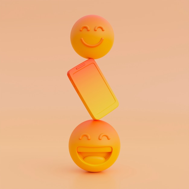 3d view of yellow emoji