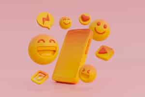 Free photo 3d view of yellow emoji