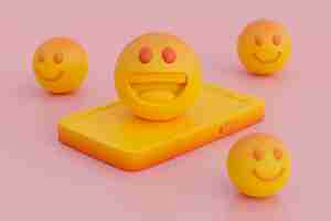 Free photo 3d view of yellow emoji