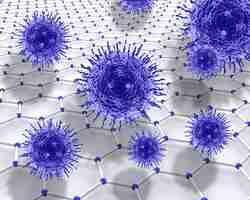 Free photo 3d virus cells on a molecule honeycomb