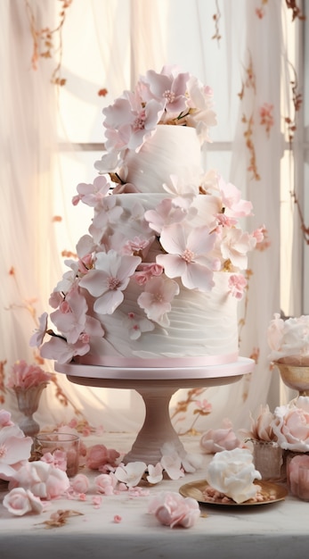 Бесплатное фото 3d-дизайн свадебного торта