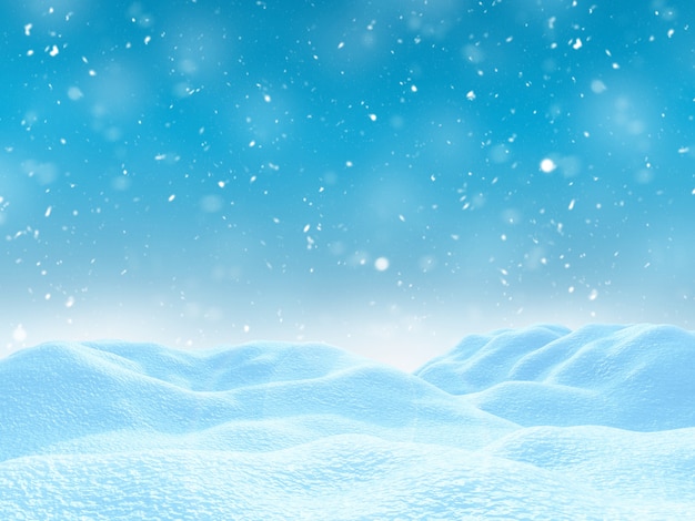 3D冬の雪の風景