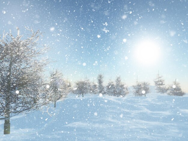 3D 겨울 나무 풍경