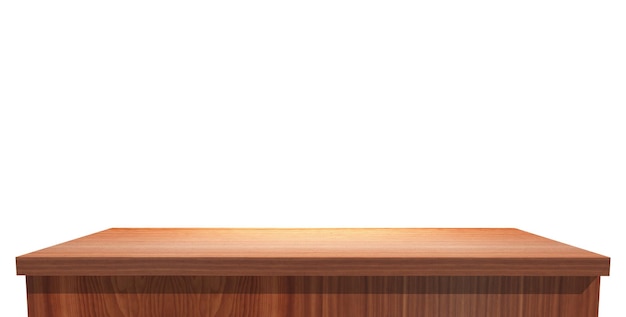 3D wood table isolated on a white background