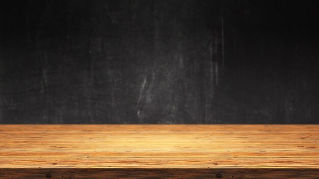 3D wooden table against a defocussed grunge background