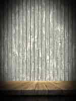 Free photo 3d wooden table against a grunge wooden wall