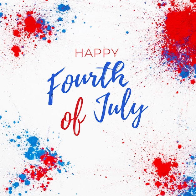 Free photo 4th of july background with lettering and fireworks made with splashes of holi color