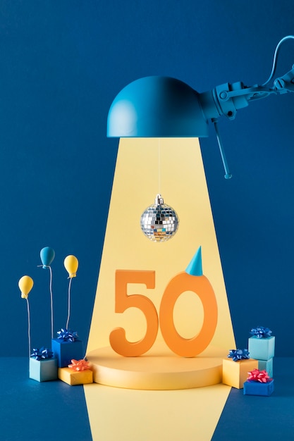 Disposizione festiva del 50esimo compleanno con palloncini