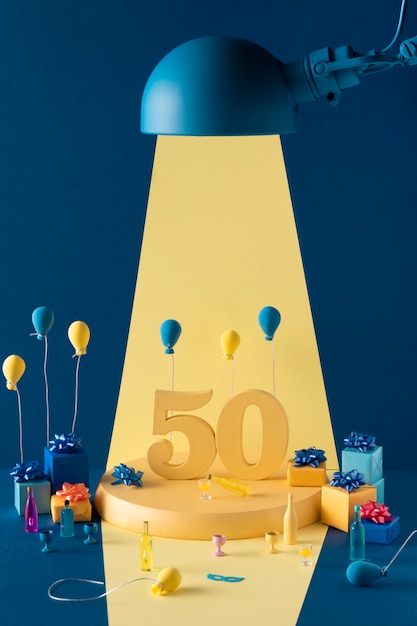 풍선으로 50 번째 생일 축제 준비