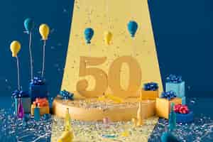 Бесплатное фото Праздничная композиция к 50-летию с воздушными шарами