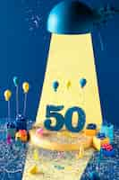 Foto gratuita disposizione festiva del 50esimo compleanno con palloncini