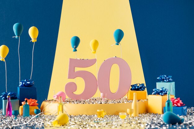 풍선으로 50 번째 생일 축제 준비