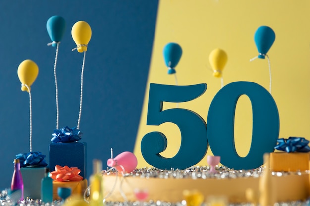 풍선으로 50 번째 생일 축제 준비