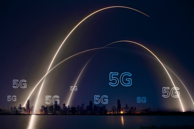 Free photo 5g network smart city background technology