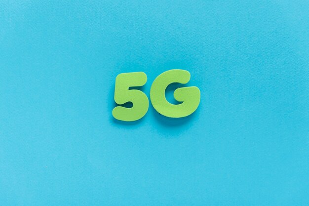 5g spelled out on plain background