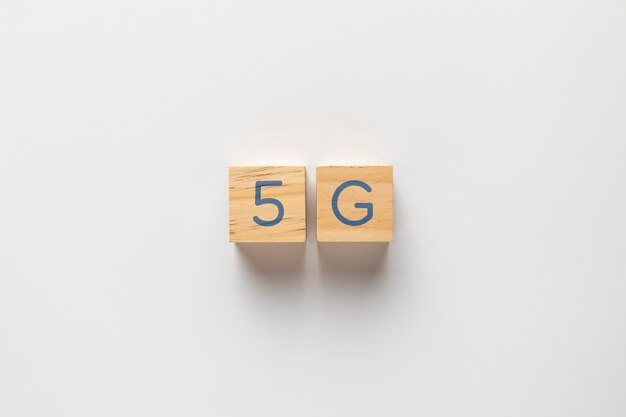 5g written on small cubes on plain background