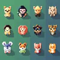 Free photo 8-bits animals gaming assets