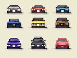 Free photo 8-bits cars gaming assets